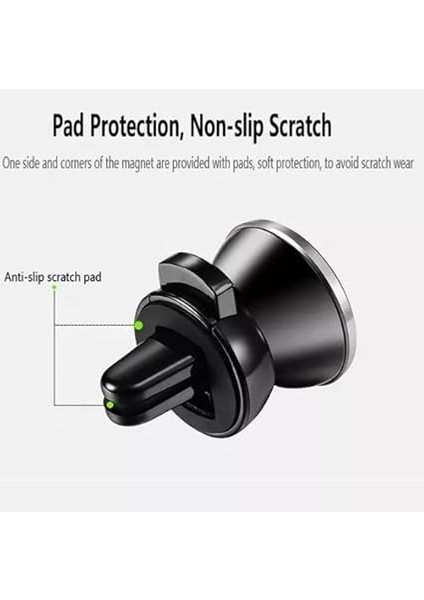 Araç Telefon Tutacağı Güçlü Mıknatıs / 360° Dönme/metal Gövde, Manyetik Cep Telefonu Tutacağı, Tüm Telefonlar Için Gösterge Panelinde Yapıştırma, 6 Mıknatıslı Son Teknoloji, Siyah fırsatları