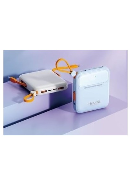 H26 10000 Mh Pd 20W ve USB 22.5W Fast Hızlı Şarj Dahili Type C ve Lightning Kablolu Dünya Standartlarına Uygun Polymer Batarya Birebir Amper LCD Göstergeli Powerbank fiyatları