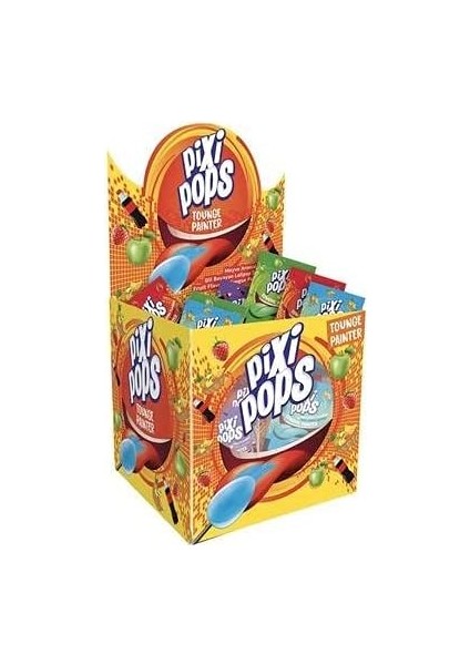Pıxı Pops; Meyve Aromalı Dil Boyayan Lolipop Şekerleme (7.5 gr x 120 Adet)
