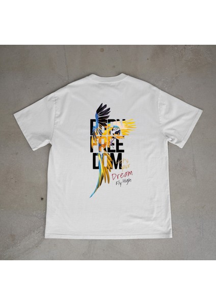 Born Tasarım Baskılı Beyaz Oversize T-Shirt