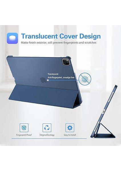 iPad Pro 11 Inç Kılıf 2022/2021/2020/2018 Için Kılıf, Ince Stand Sert Arka Kabuk Akıllı Kapak iPad Pro 11 Inç 4. Nesil 2022/3. Nesil 2021/2. Nesil 2020/1. Nesil 2018-KOYU Mavi modelleri