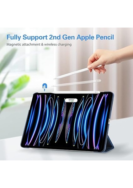 iPad Pro 11 Inç Kılıf 2022/2021/2020/2018 Için Kılıf, Ince Stand Sert Arka Kabuk Akıllı Kapak iPad Pro 11 Inç 4. Nesil 2022/3. Nesil 2021/2. Nesil 2020/1. Nesil 2018-KOYU Mavi fırsatları