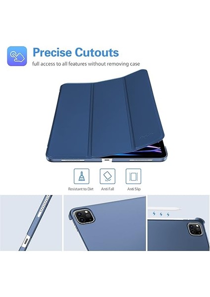 iPad Pro 11 Inç Kılıf 2022/2021/2020/2018 Için Kılıf, Ince Stand Sert Arka Kabuk Akıllı Kapak iPad Pro 11 Inç 4. Nesil 2022/3. Nesil 2021/2. Nesil 2020/1. Nesil 2018-KOYU Mavi indirimleri