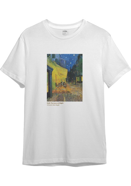 Café Terrace At Night Tişört - Beyaz