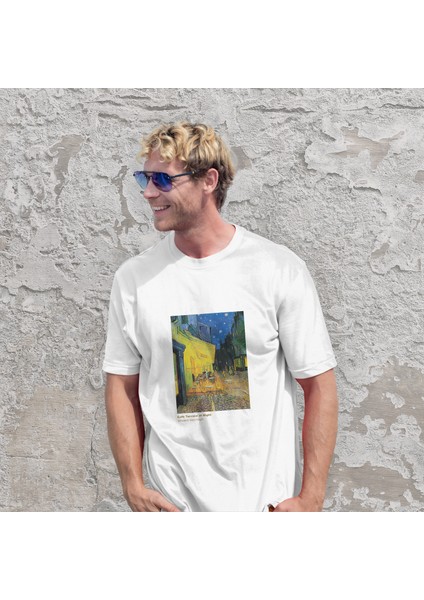 Café Terrace At Night Tişört - Beyaz modelleri