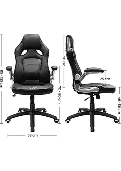 Oyuncu Koltuğu, Ofis Koltuğu, Döner, Siyah, OBG62B, 70 x 65 x 115 cm modelleri