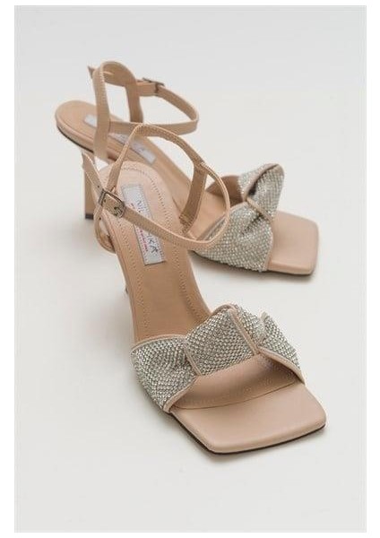 Kadın Glttr Nude Taşlı Sandalet