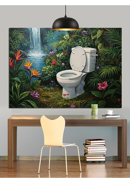 Orman Tuvalet Komik Sürreal Dekoratif Kanvas - Mdf Ahşap Tablo