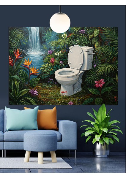 Orman Tuvalet Komik Sürreal Dekoratif Kanvas - Mdf Ahşap Tablo fiyatları