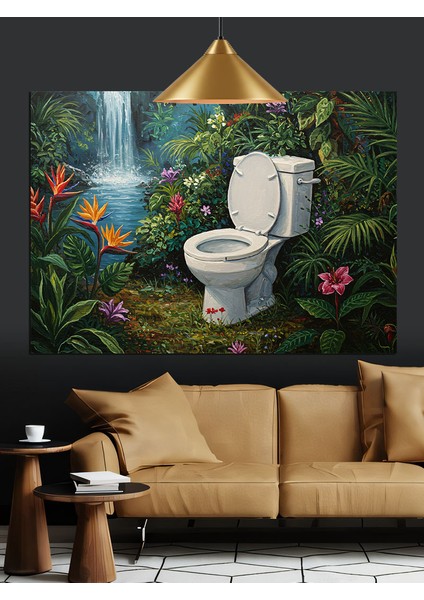 Orman Tuvalet Komik Sürreal Dekoratif Kanvas - Mdf Ahşap Tablo modelleri