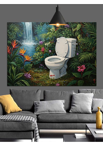 Orman Tuvalet Komik Sürreal Dekoratif Kanvas - Mdf Ahşap Tablo fırsatları