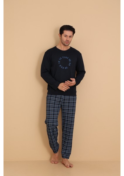 Flkn 7003 Interlok Kışlık Ekose Pijamalı Erkek Pijama Takımı