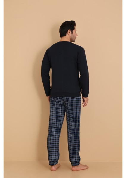 Flkn 7003 Interlok Kışlık Ekose Pijamalı Erkek Pijama Takımı modelleri