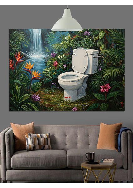 Orman Tuvalet Komik Sürreal Dekoratif Kanvas - Mdf Ahşap Tablo indirimleri