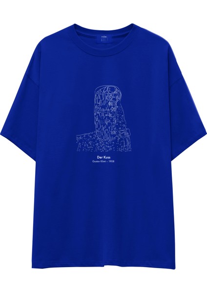 Der Kuss Oversize Tişört - Mavi