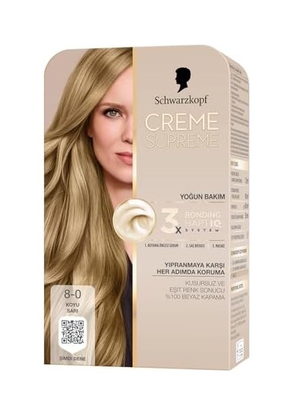 Schwarzkopf Creme Supreme Saç Boyası 8-0 Koyu Sarı