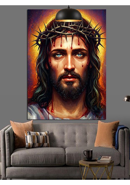 Çarmıha Gerilmeden Önceki Hristiyan Isa Portresi Dekoratif Kanvas - Mdf Ahşap Tablo fiyatları