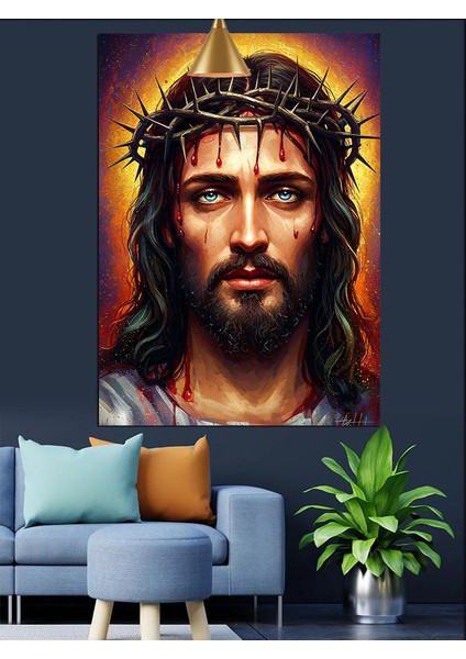 Çarmıha Gerilmeden Önceki Hristiyan Isa Portresi Dekoratif Kanvas - Mdf Ahşap Tablo modelleri