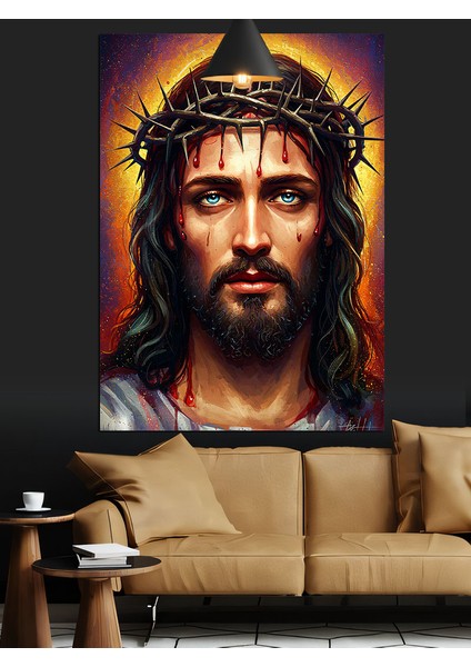 Çarmıha Gerilmeden Önceki Hristiyan Isa Portresi Dekoratif Kanvas - Mdf Ahşap Tablo fırsatları