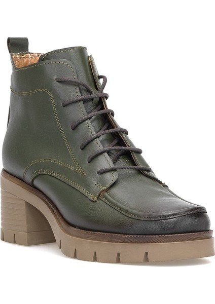 Elit Alvarine Kadın Hakiki Deri Topuklu Bot Haki fiyatları