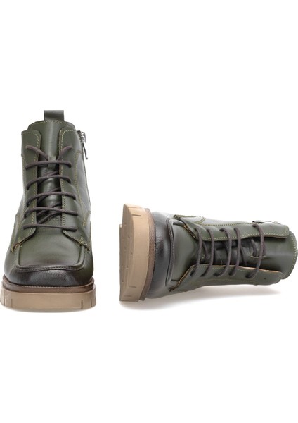 Elit Alvarine Kadın Hakiki Deri Topuklu Bot Haki indirimleri