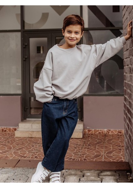 Unisex Çocuk Bol Kesim Jean Pantolon fiyatları