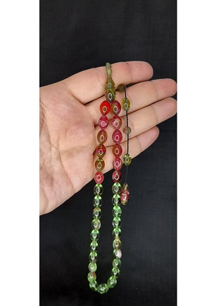 Ateş Kehribar Tesbih Yeşil Renk Beyzi Kesim T-411 indirimleri