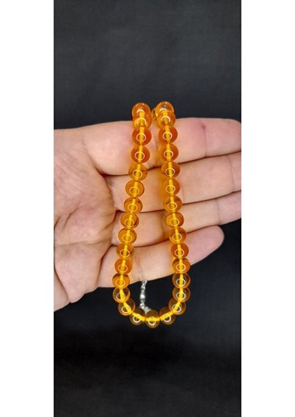 Çubuk Kehribar Tesbih Sarı Renk Küre Kesim T-418