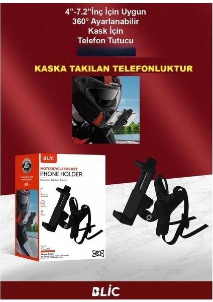 Kasklara Uyumlu Telefon ve Aksiyon Kamera Tutucu Kask Çene Telefon Kamera Tutacağı