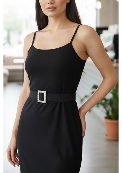 Pınkmark Kadın Gümüş Kaplamalı Dikdörtgen 4cm Genişlik Ayarlanabilir Lastik Kemer PMKM25696 indirimleri