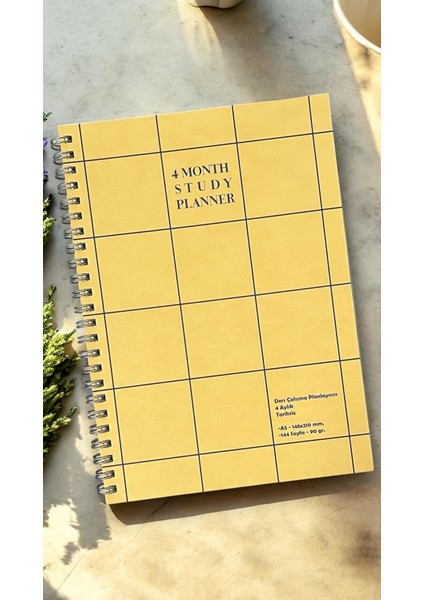 Tanıtım 4 Aylık Spiralli Tarihsiz Ders Çalışma Planlayıcısı, A5 Boyutu (Sarı)