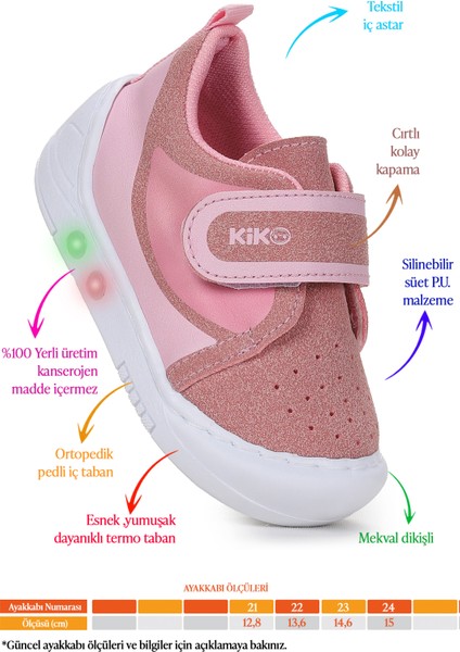 Kugan Cırtlı Işıklı Kız Bebek Yürüyüş Spor Ayakkabı fiyatları