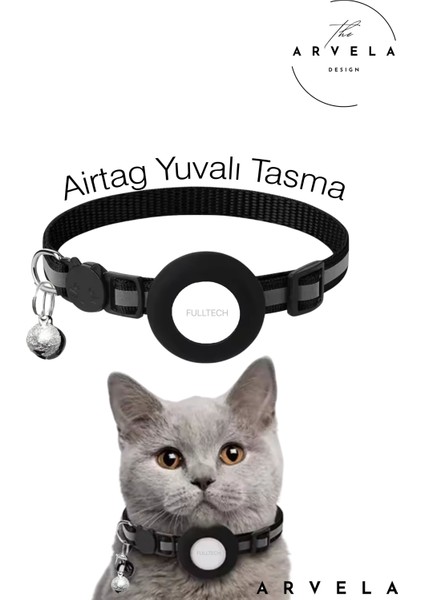 Airtag Yuvalı Kedi Tasması Ayarlanabilir Silikon Güvenli Tokalı Kedi Boyun Tasması