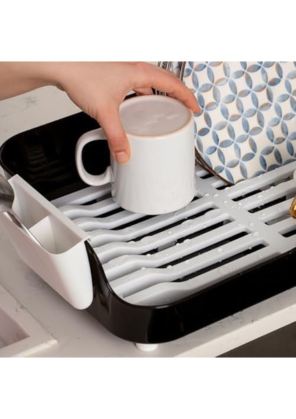 AKL-060 Siyah Lüks Tabaklık Bulaşıklık-Yönlendirilebilir Su Akıtma Kanallı Bulaşık Sepeti-Kaşıklıklı fiyatları