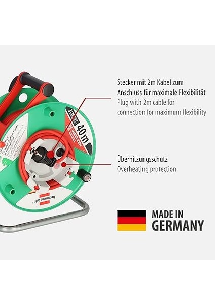 Garant G Bretec IP44 Bahçe Kablo Makarası (Çim Biçme Makinesi Için Kablo Makarası, 38 + 2 M Kablo, Kırmızı, Özel Plastik, Dış Mekanda Kısa Süreli Kullanım, Almanya'da Üretilmiştir) fiyatları