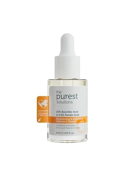 The Purest Solutions Aydınlatıcı ve Cilt Tonu Eşitleyici C Vitamini Cilt Serumu, Seyahat Boy 8 ml