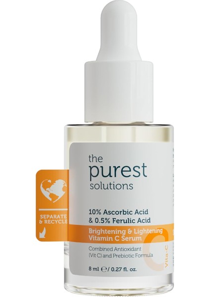 The Purest Solutions Aydınlatıcı ve Cilt Tonu Eşitleyici C Vitamini Cilt Serumu, Seyahat Boy 8 ml modelleri