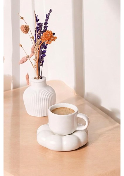 Life 95 ml Şekilli Seramik Beyaz Türk Kahvesi Fincan Takımı MIT1156