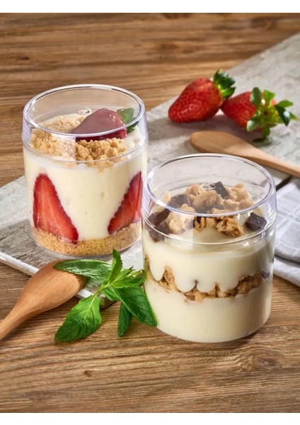 Silindir Tatlı Kasesi Kapaklı Magnolya Kase 300CC 10 Adet