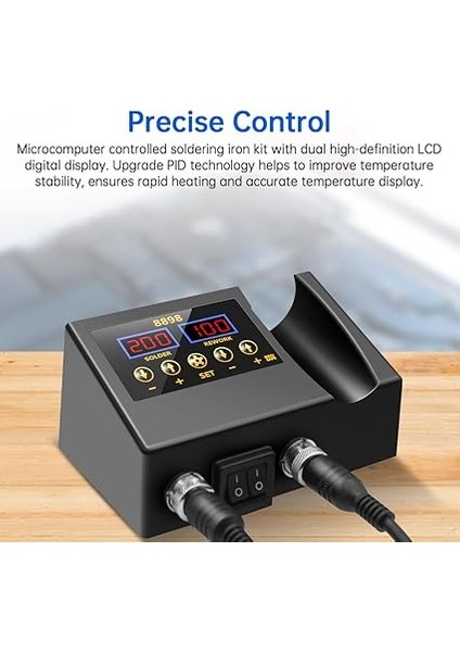 8898 2'si 1 Arada Lehimleme Istasyonu Dijital Ekran Sıcak Hava Kaynak Yeniden Işleme Sıcaklığı ve Hava Hacmi Ayarlanabilir Lehimleme Demiri Seti Cep Telefonu Bga Smd Pcb Ic Onarım Lehim fırsatları