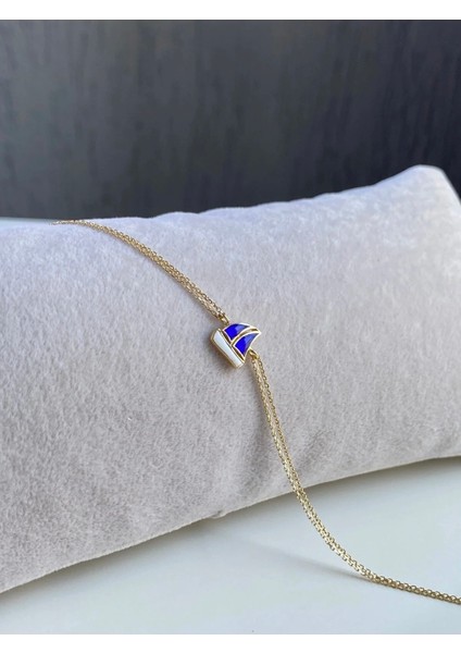 14 Ayar Altın Mavi Yelkenli Bileklik