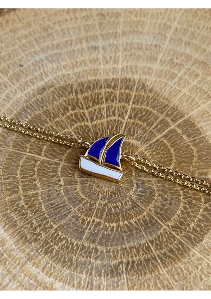 14 Ayar Altın Mavi Yelkenli Bileklik modelleri