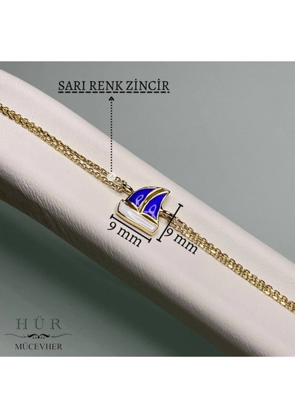 14 Ayar Altın Mavi Yelkenli Bileklik