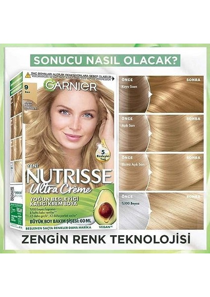 Garnier Nutrisse Yoğun Besleyici Kalıcı Krem Saç Boyası 9 Sarı fiyatları