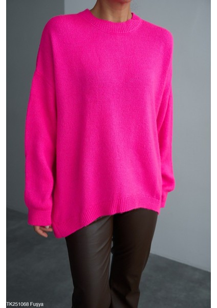 Kadın Bisiklet Yaka Basıc Kazak