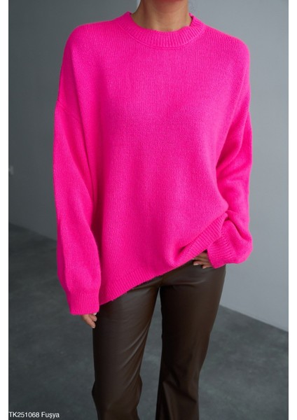 Kadın Bisiklet Yaka Basıc Kazak modelleri