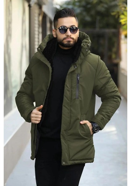 İçi Astarlı Su ve Rüzgar Geçirmez Cepli Kapüşonlu Erkek Mont indirimleri