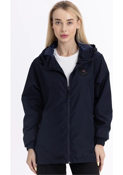 İçi Astarlı Su ve Rüzgar Geçirmez Cepli Kadın Yağmurluk