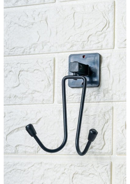 Kendiliğinden Yapışkanlı Siyah Paslanmaz Metal Bornoz ve Havlu Askılığı
