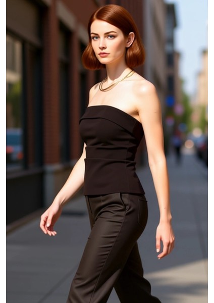 Basic Straplez Bluz %88 Polyester %12 Elastan Renk Yazlık Günlük Kullanım Için fırsatları